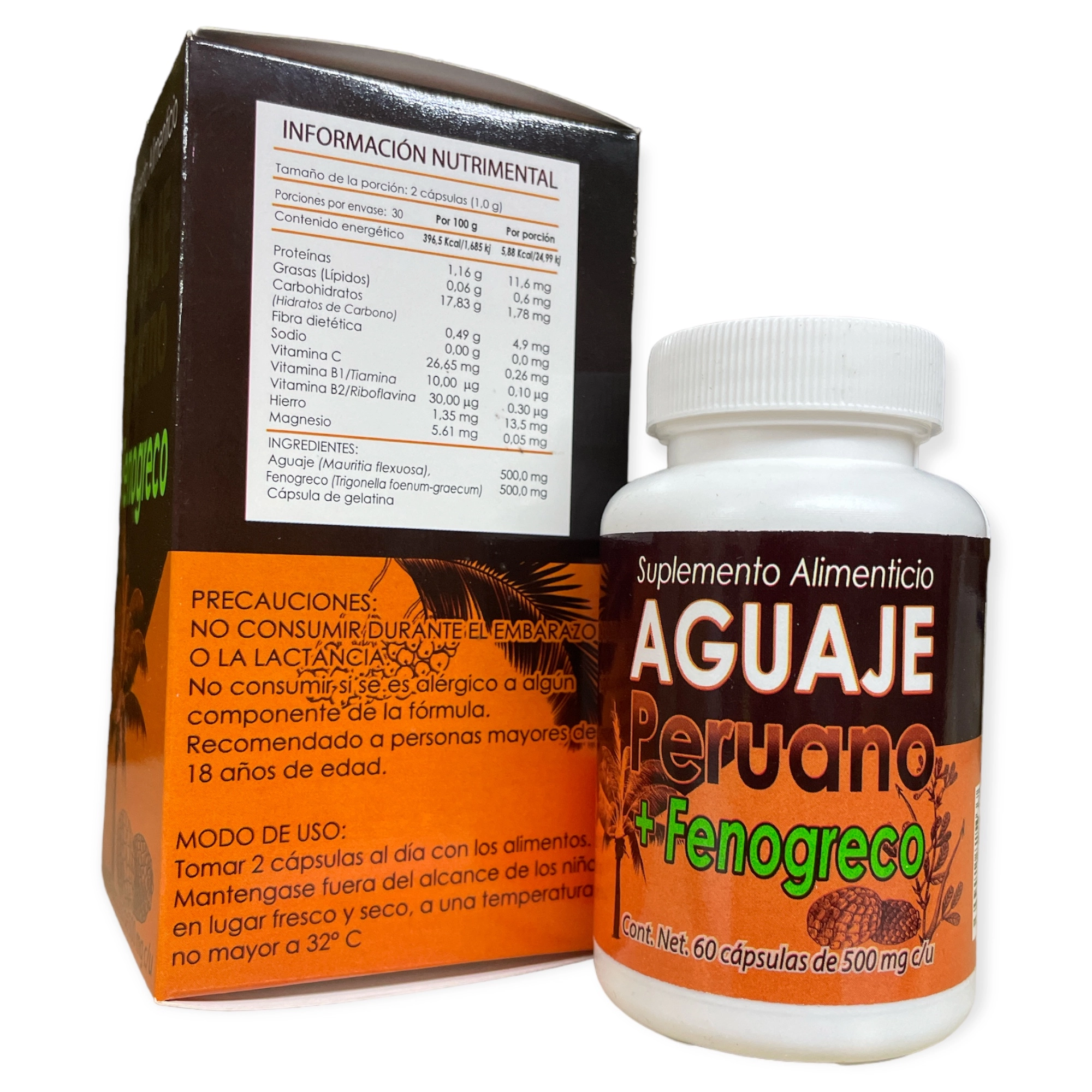 Aguaje peruano con fenogreco 60 capsulas GOM-119, Foto 2 Trébol Naturismo