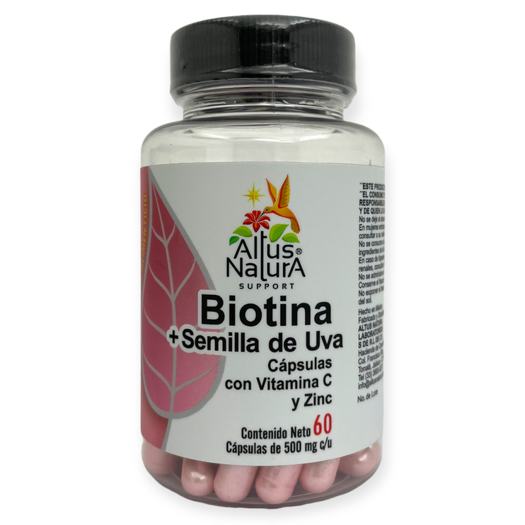 Biotina mas semilla de uva 60 cápsulas Biotina mas semilla de uva 60 cápsulas, Foto 1 Trébol Naturismo