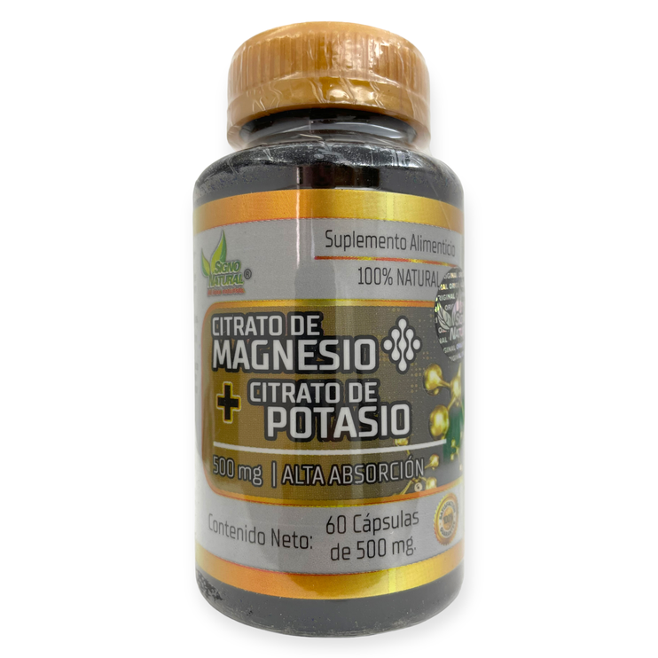 Citrato de magnesio mas citrato de potasio 60 cápsulas Citrato de magnesio mas citrato de potasio 60 cápsulas, Foto 1 Trébol Naturismo