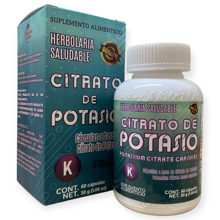 Citrato de potasio 60 cápsulas Citrato de potasio 60 cápsulas, Foto 1 Trébol Naturismo