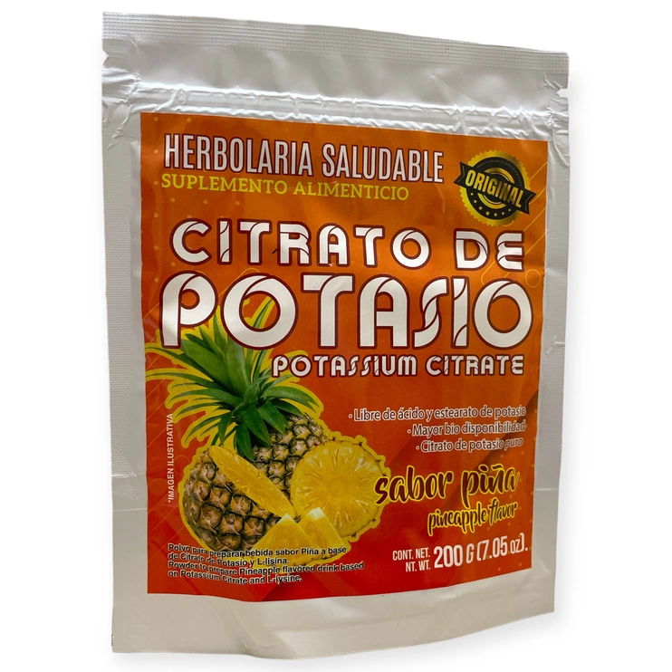 Citrato de potasio sabor piña 200grs Citrato de potasio sabor piña 200grs, Foto 1 Trébol Naturismo