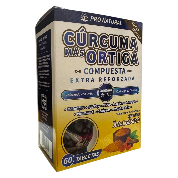 Cúrcuma más Ortiga Extra Reforzada 60 Tabletas Cúrcuma más Ortiga Extra Reforzada 60 Tabletas, Foto 1 Trébol Naturismo