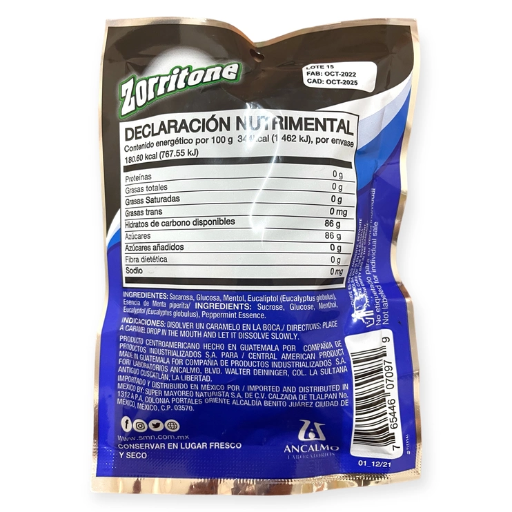 Zorritone caramelo sabor menthol power 15 pzas SMN-006, Foto 2 Trébol Naturismo